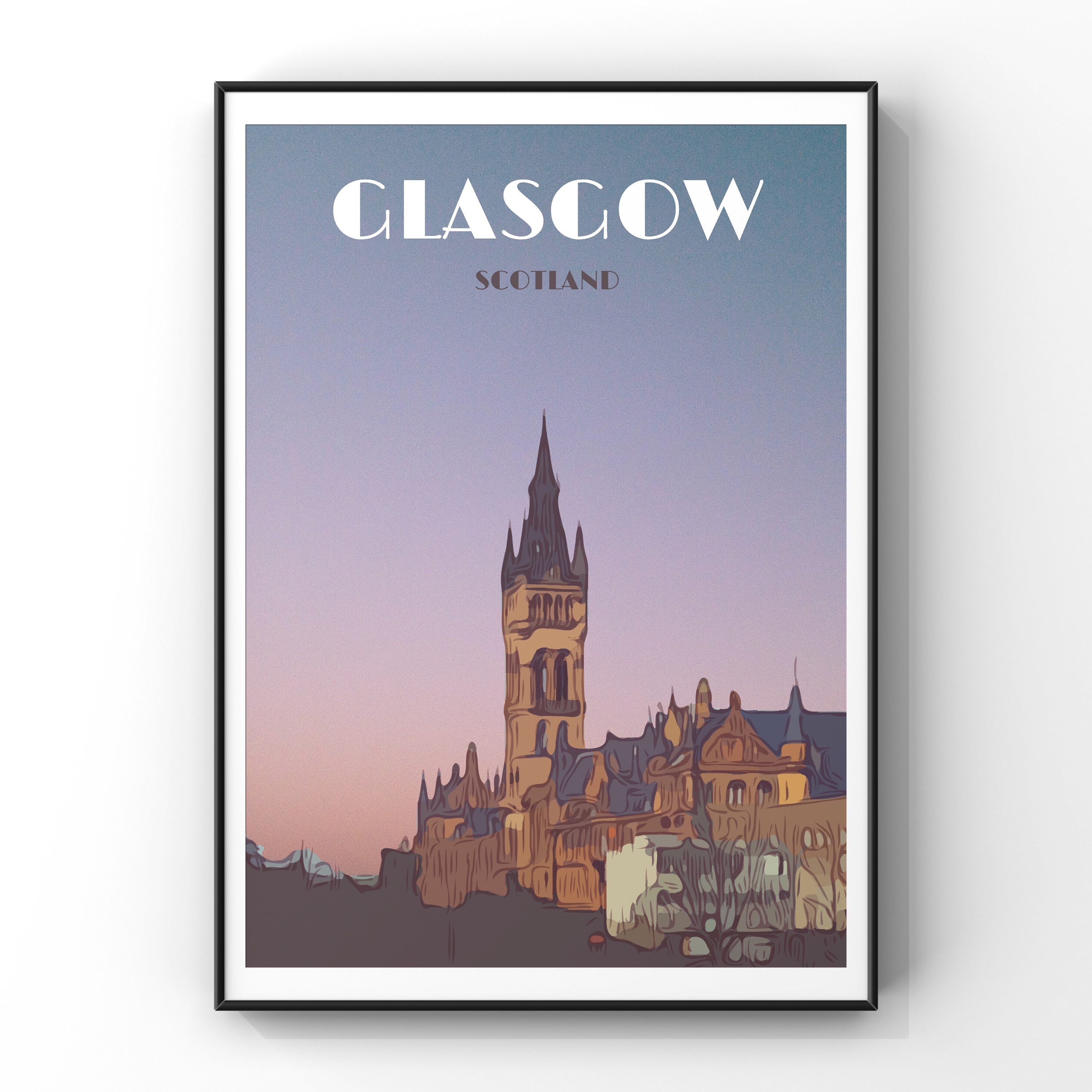 Glasgow University Sunset Print