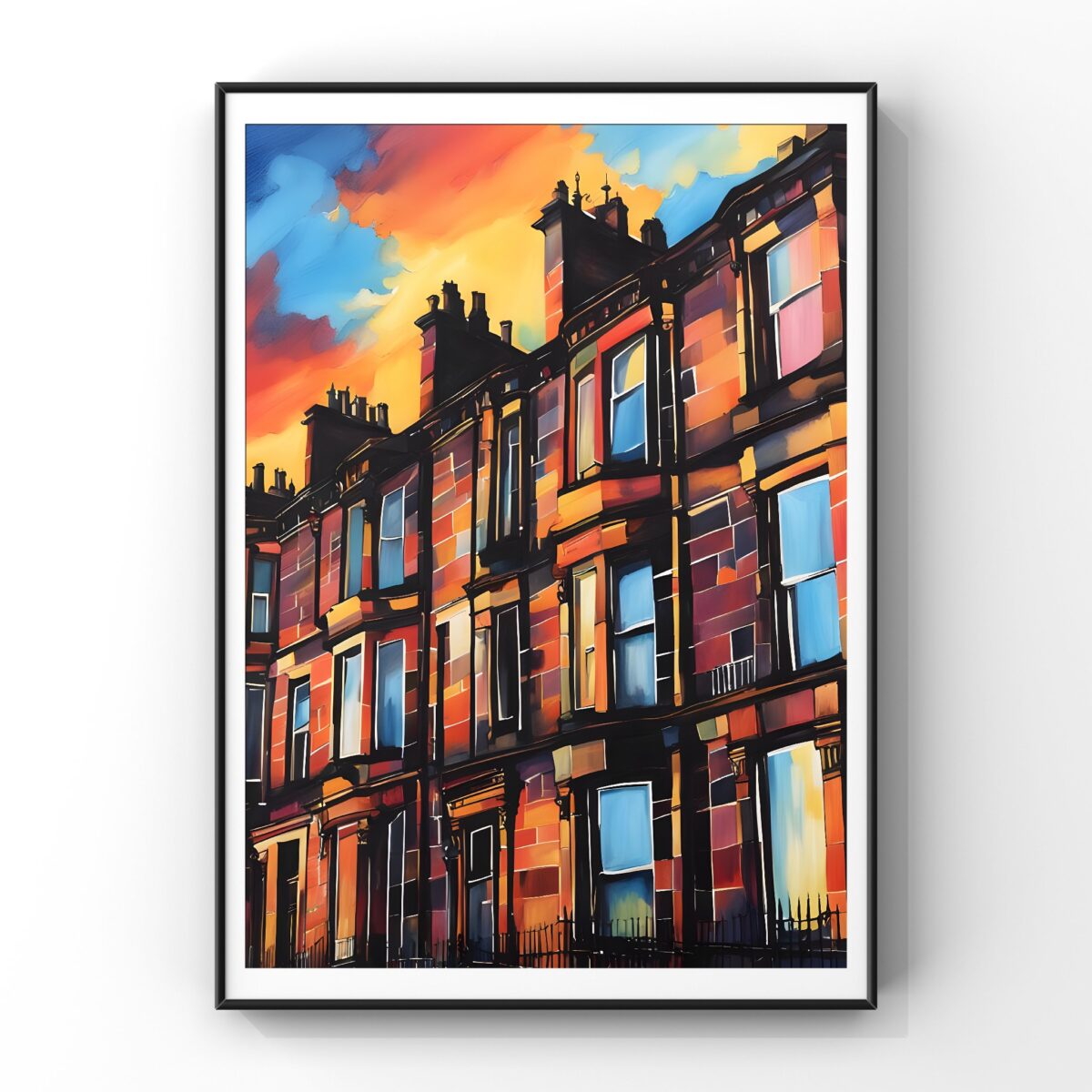 Glasgow Tenement Sunset Print